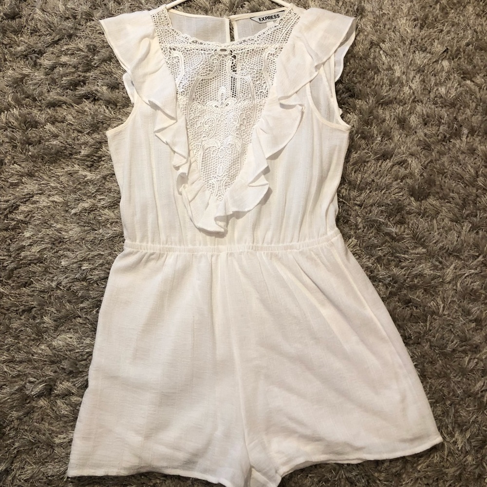 Express white ruffle romper
